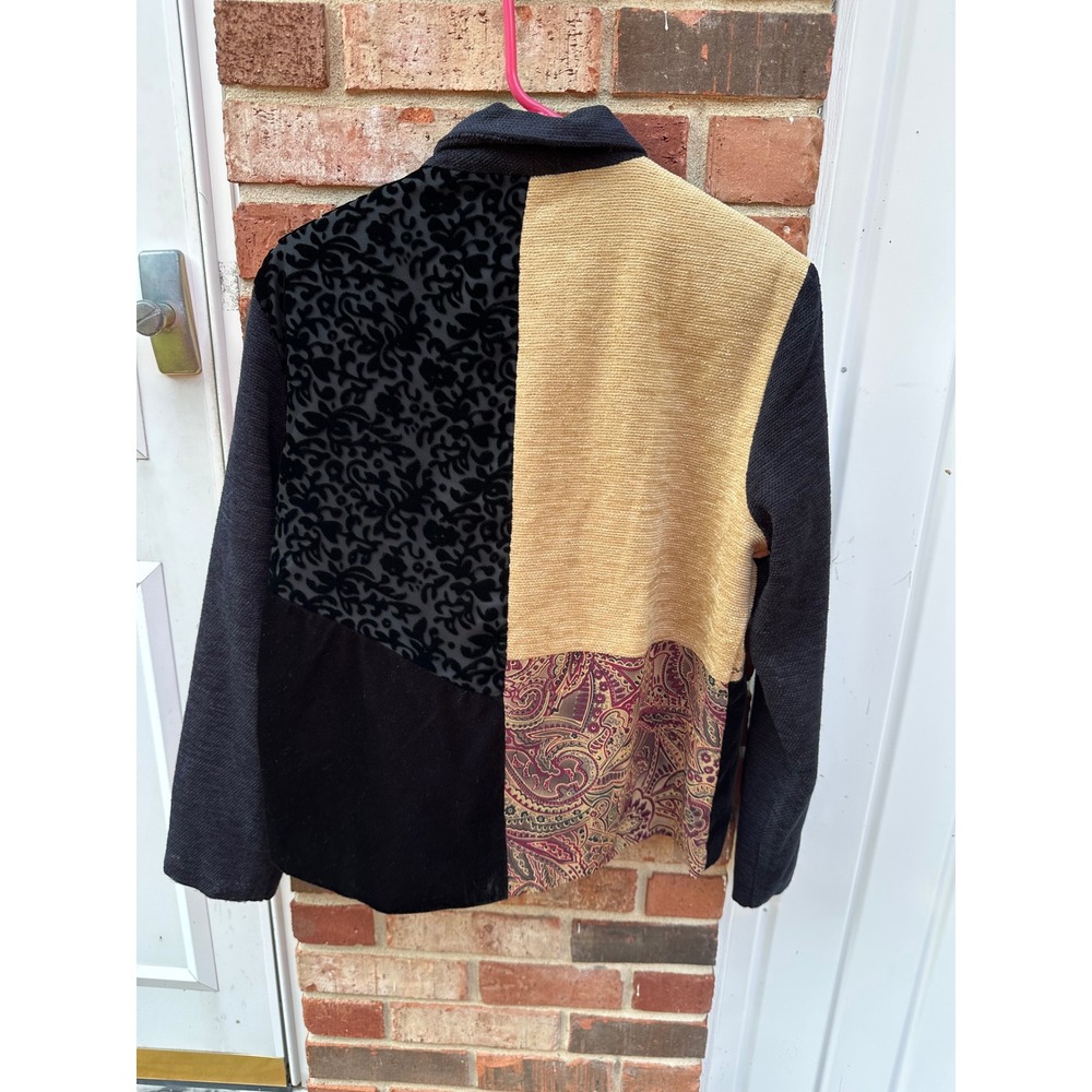 Napa Valley Petite Patchwork Jacket Burnout Velvet Paisley Multi-Texture PM - Picture 7 of 8